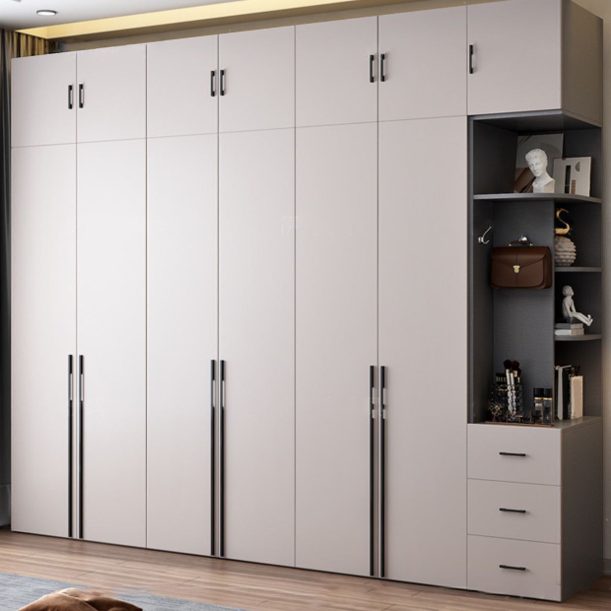 Contemporary Wooden Wardrobe Soft Close Door Wardrobe Closet