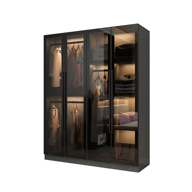 Contemporary Glass Wardrobe Soft Close Door Wardrobe Closet for Bedroom
