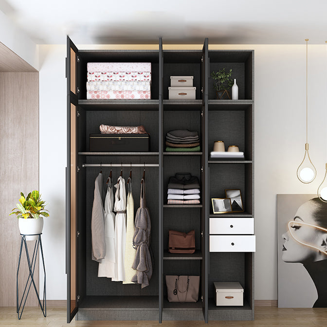 Contemporary Glass Wardrobe Soft Close Door Wardrobe Closet for Bedroom
