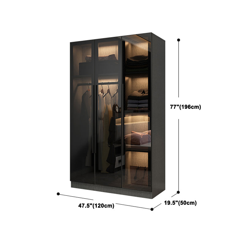 Contemporary Glass Wardrobe Soft Close Door Wardrobe Closet for Bedroom