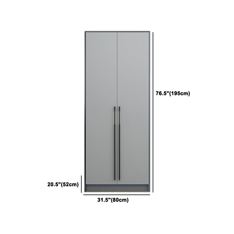 Grey Wooden Wardrobe Armoire Hinged Storage Cabinet with Soft Close Drawer