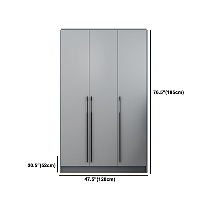 Grey Wooden Wardrobe Armoire Hinged Storage Cabinet with Soft Close Drawer