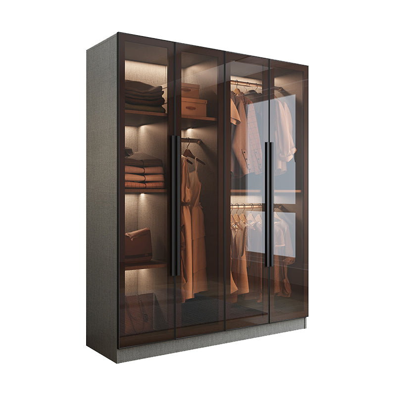 Contemporary Storage Cabinet Mirrored Finish Cabinet with Glass Door