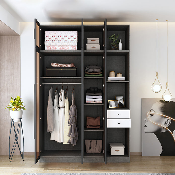 Contemporary Storage Cabinet Mirrored Finish Cabinet with Glass Door