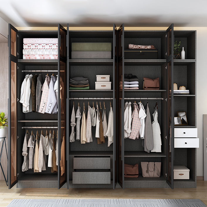 Contemporary Storage Cabinet Mirrored Finish Cabinet with Glass Door