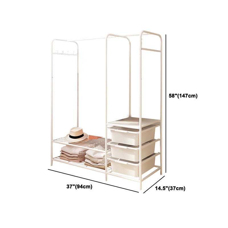 Contemporary Metal Wardrobe Cloth Rod Included Wardrobe Closet for Bedroom