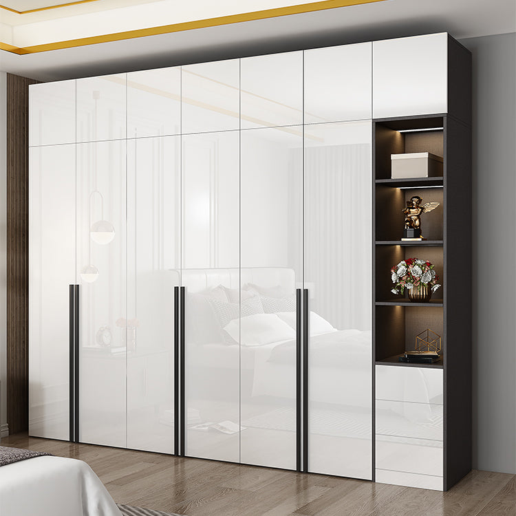 Mirrored Finish Wardrobe Armoire Modern Style Engineered Wood Wardrobe