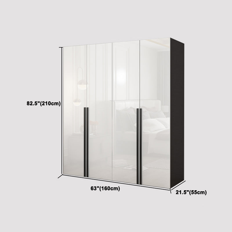 Mirrored Finish Wardrobe Armoire Modern Style Engineered Wood Wardrobe