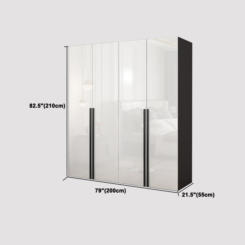 Mirrored Finish Wardrobe Armoire Modern Style Engineered Wood Wardrobe