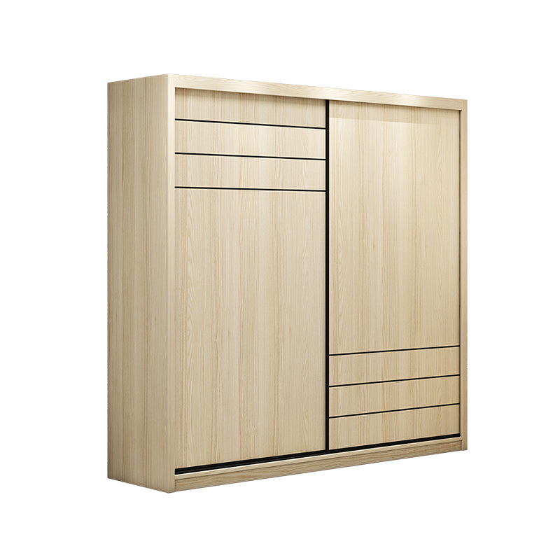 Natural Contemporary Style Wardrobe Armoire Engineered Wood Wardrobe Cabinet for Home