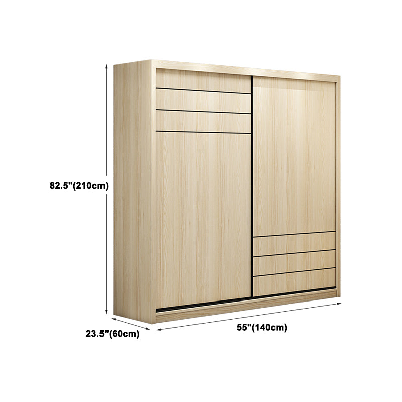 Natural Contemporary Style Wardrobe Armoire Engineered Wood Wardrobe Cabinet for Home
