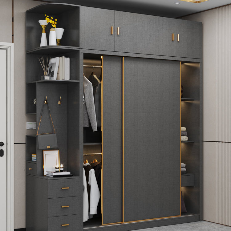 Bedroom Sliding Door Storage Cabinet Manufactured Wood Modern Cabinet