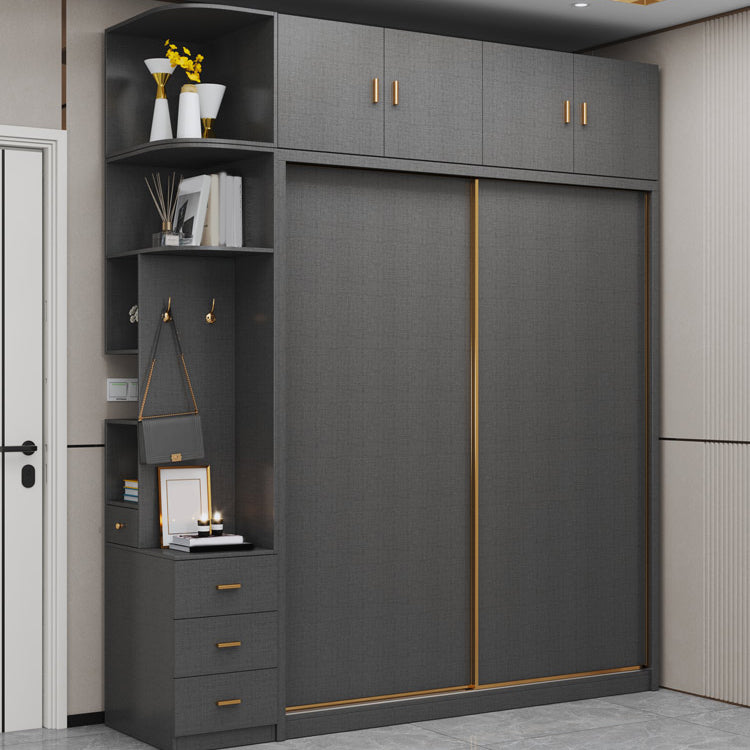Bedroom Sliding Door Storage Cabinet Manufactured Wood Modern Cabinet