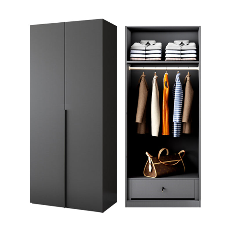 Grey Contemporary Style Wardrobe Armoire Engineered Wood Wardrobe