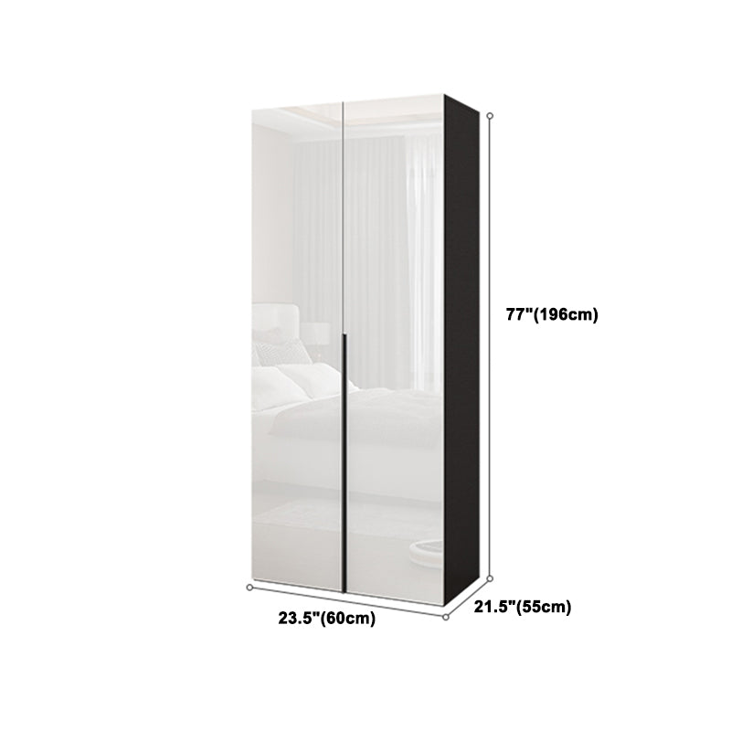 Contemporary Engineered Wood Wardrobe Armoire Mirrored Finish Wardrobe with 1 Drawer