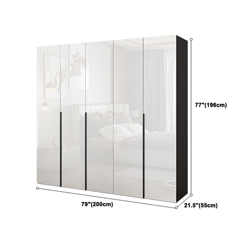 Contemporary Engineered Wood Wardrobe Armoire Mirrored Finish Wardrobe with 1 Drawer