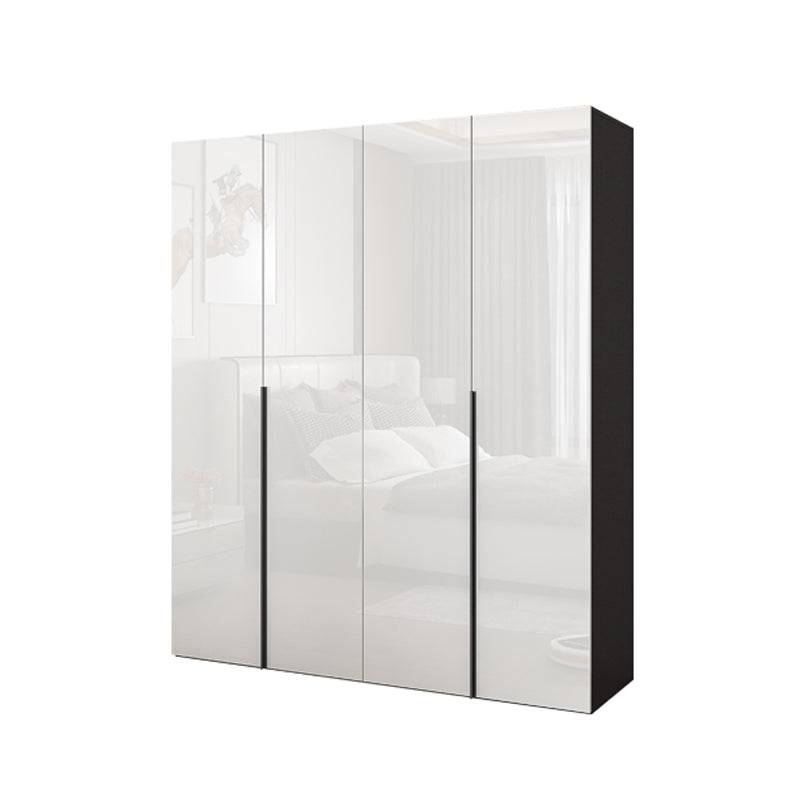 Engineered Wood Modern Wardrobe Armoire White Mirrored Finish Armoire