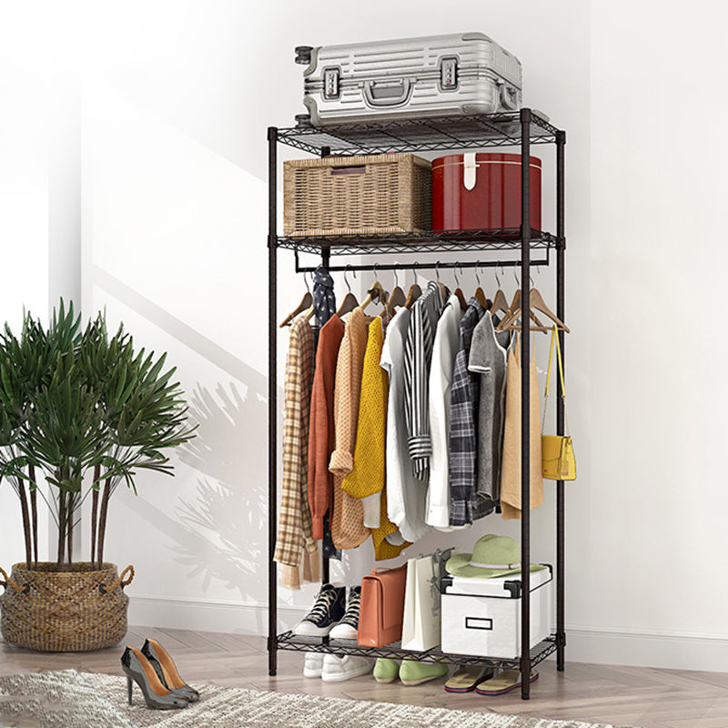 Black Contemporary Style Armoire Metal Steel Armoire for Bedroom