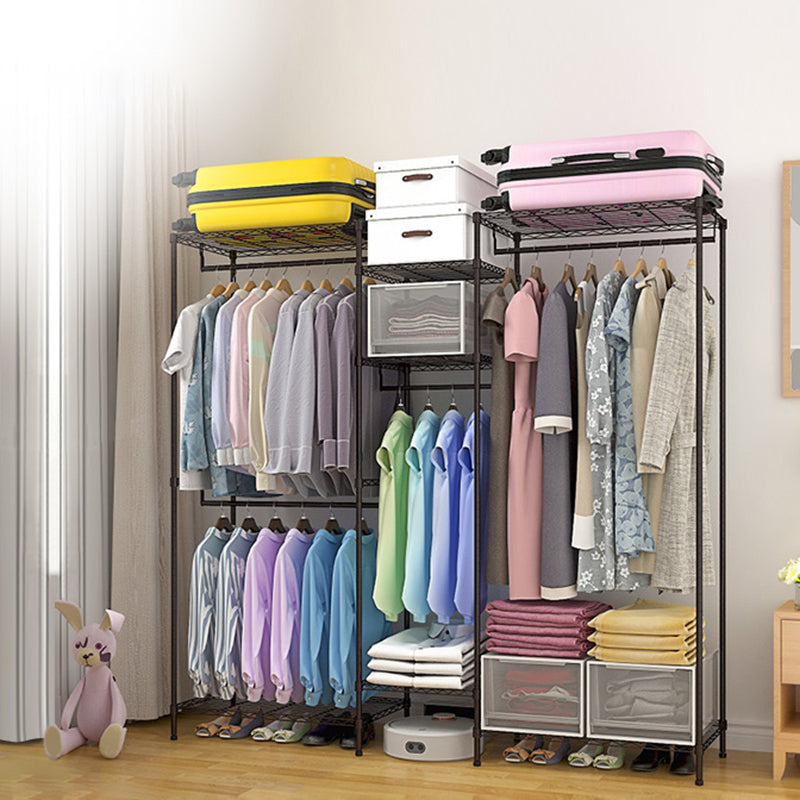 Black Contemporary Style Armoire Metal Steel Armoire for Bedroom