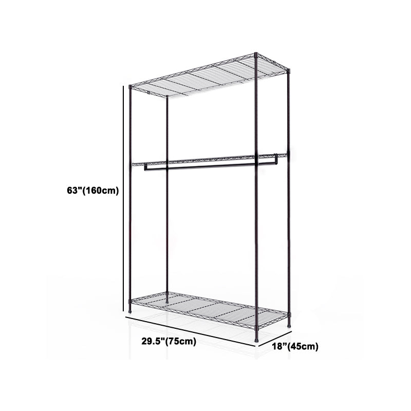 Black Contemporary Style Armoire Metal Steel Armoire for Bedroom