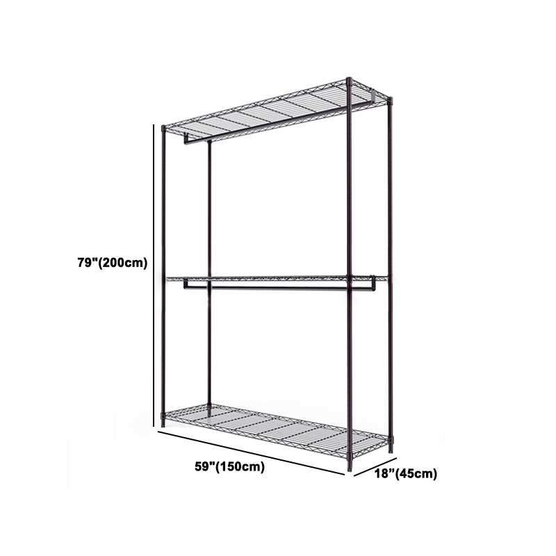 Black Contemporary Style Armoire Metal Steel Armoire for Bedroom