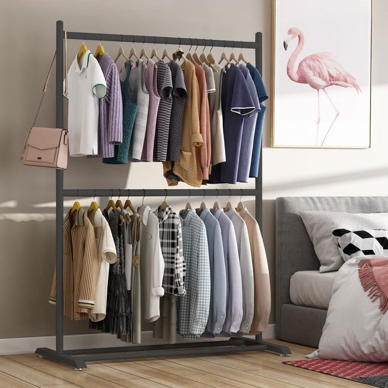 Contemporary Style Armoire Black Metal Open Armoire for Bedroom