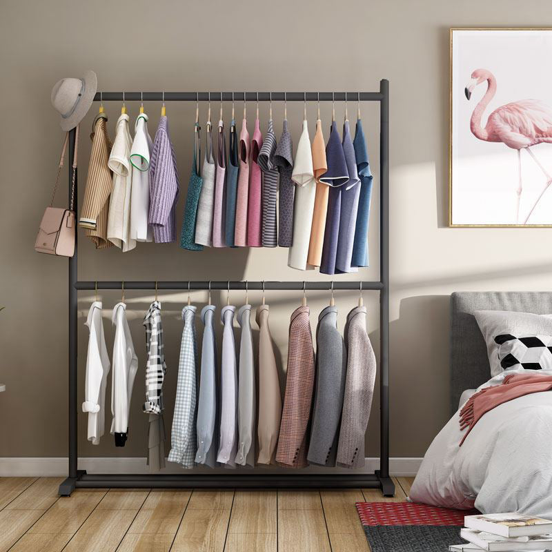 Contemporary Style Armoire Black Metal Open Armoire for Bedroom