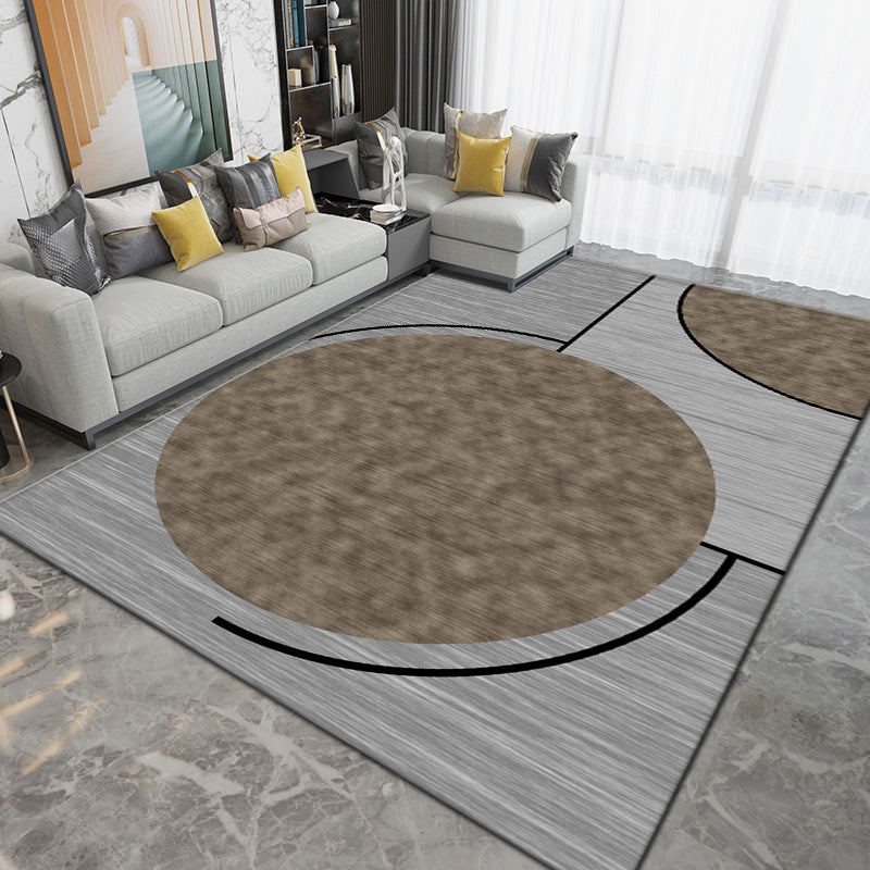 Grey Modern Rug Polyester Circle Rug Washable Rug for Drawing Room