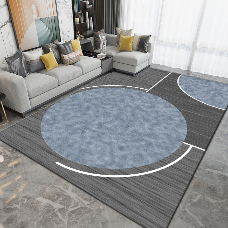 Grey Modern Rug Polyester Circle Rug Washable Rug for Drawing Room