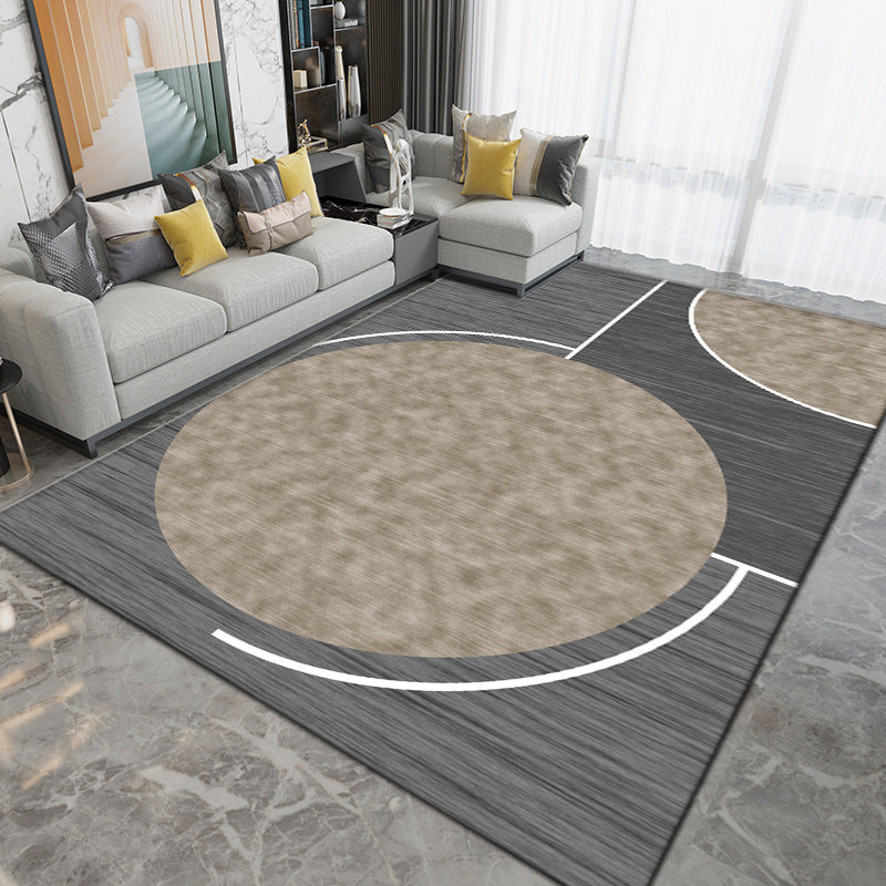 Grey Modern Rug Polyester Circle Rug Washable Rug for Drawing Room