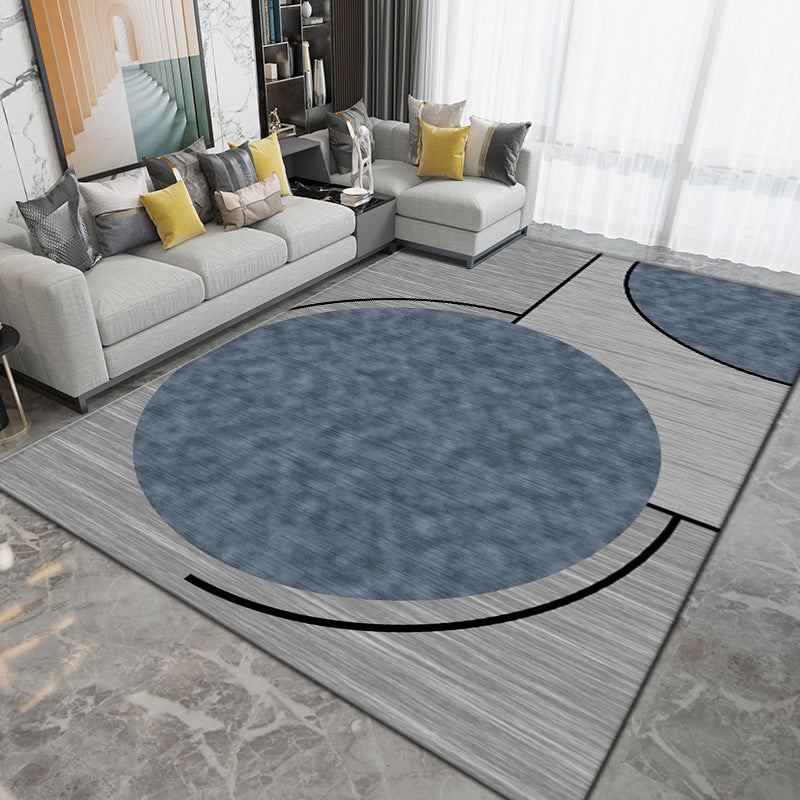 Grey Modern Rug Polyester Circle Rug Washable Rug for Drawing Room