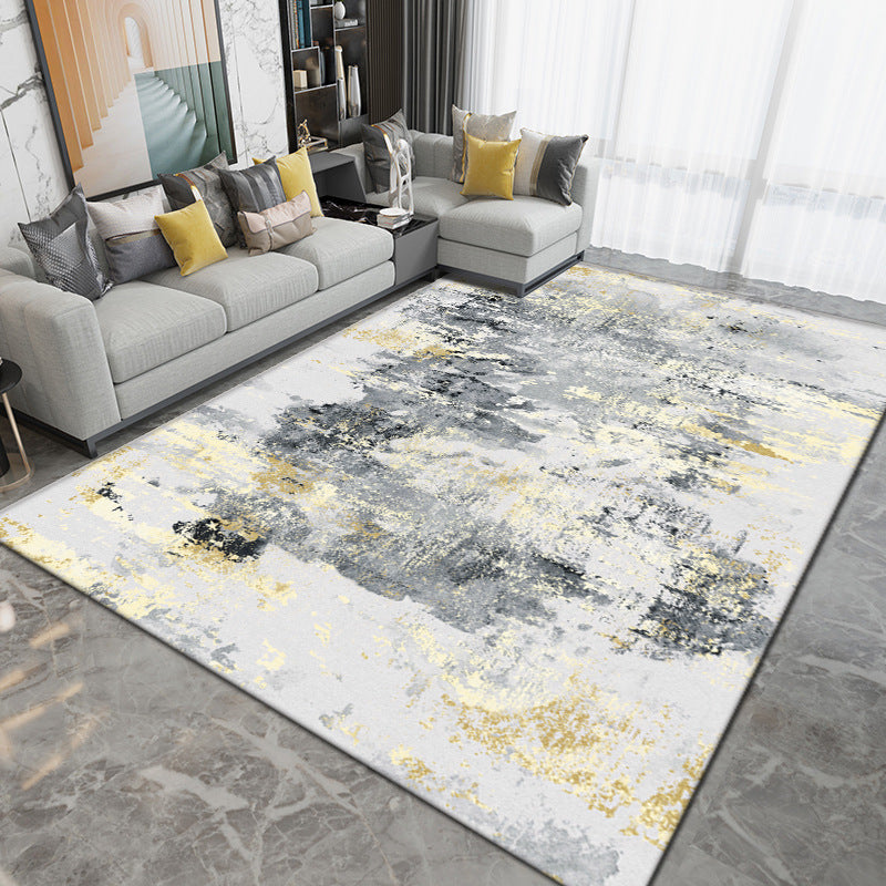 Dark Orange Modern Rug Polyester Graphic Rug Washable Rug for Sitting Room