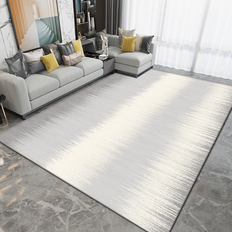 Dark Gray Simple Rug Polyester Geometric Rug Washable Area Rug for Living Room