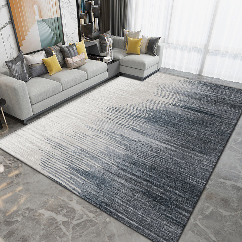 Dark Gray Simple Rug Polyester Geometric Rug Washable Area Rug for Living Room