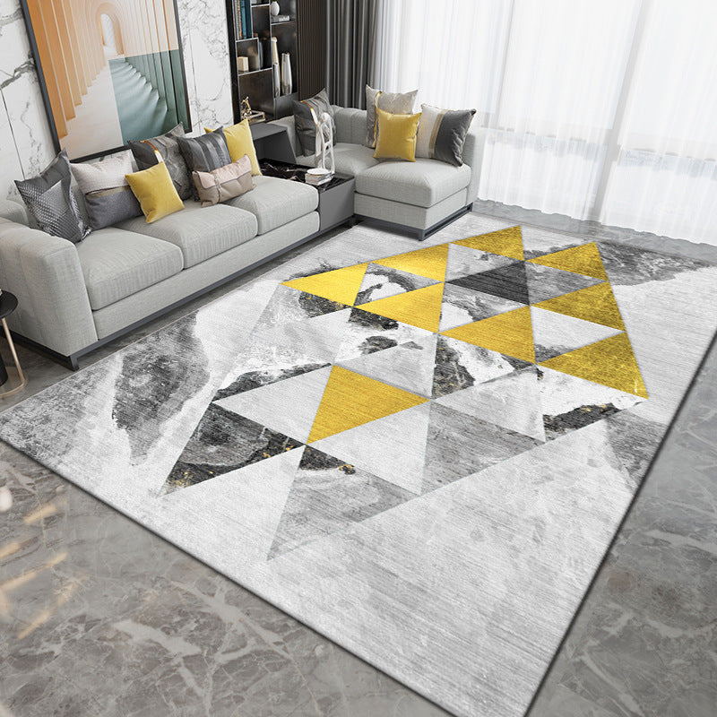 Dark Gray Simple Rug Polyester Geometric Rug Washable Area Rug for Living Room