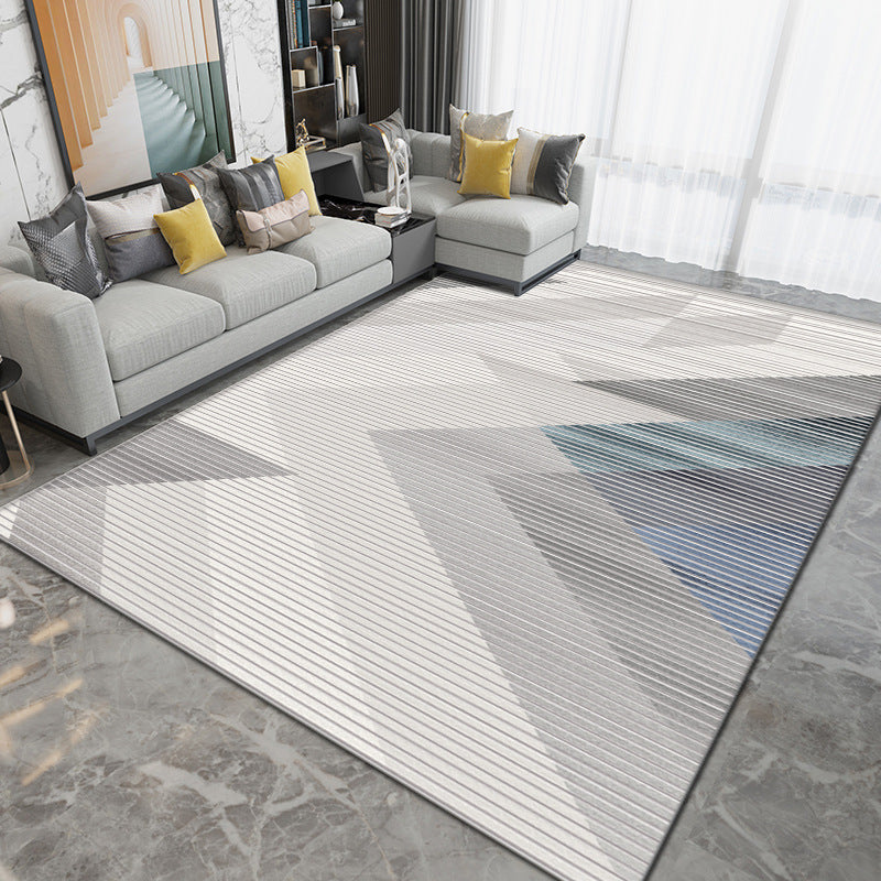 Light Gray Graphic Carpet Polyester Simple Carpet Washable Rug for Drawing Room