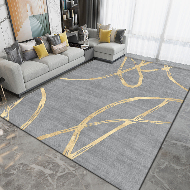 Light Gray Graphic Carpet Polyester Simple Carpet Washable Rug for Drawing Room