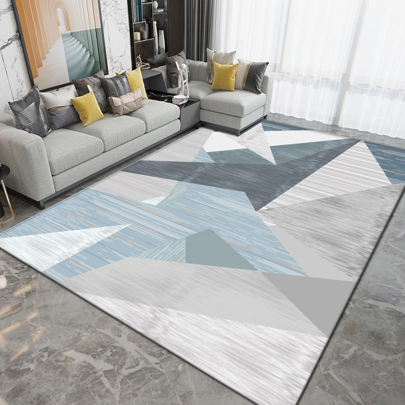 Black Modern Rug Polyester Pattern Indoor Rug Washable Rug for Living Room