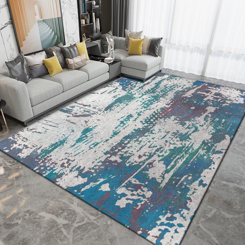 Black Modern Rug Polyester Pattern Indoor Rug Washable Rug for Living Room