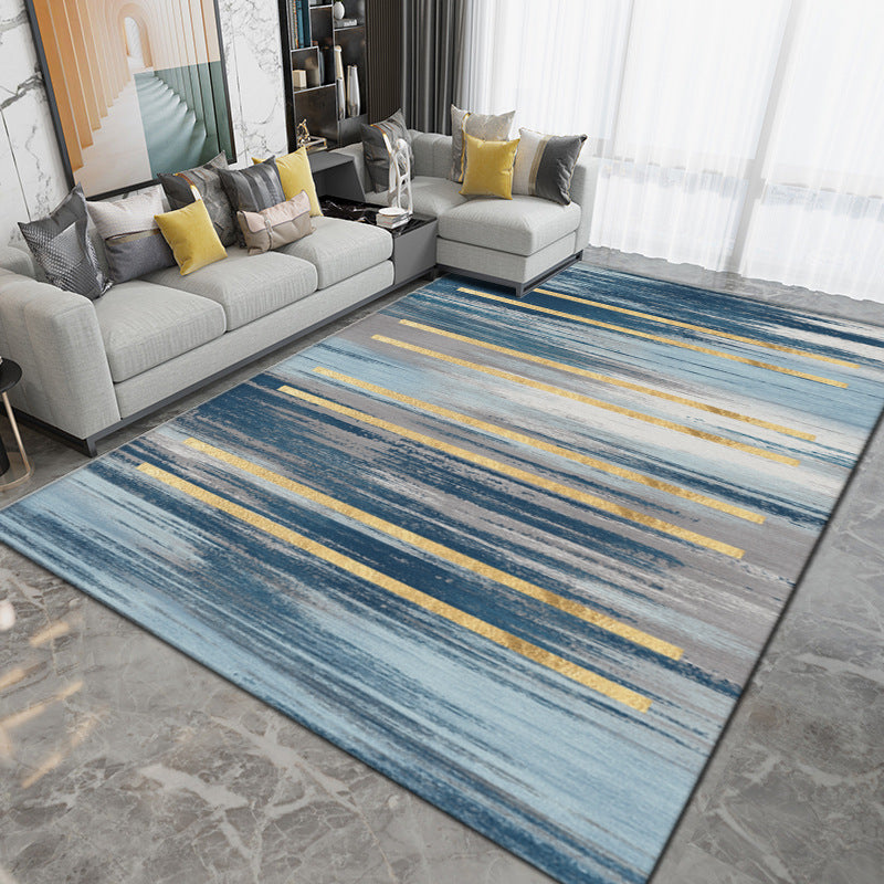 Black Modern Rug Polyester Pattern Indoor Rug Washable Rug for Living Room