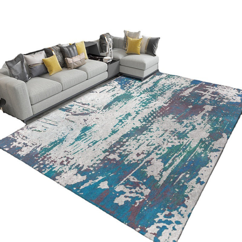 Black Modern Rug Polyester Pattern Indoor Rug Washable Rug for Living Room