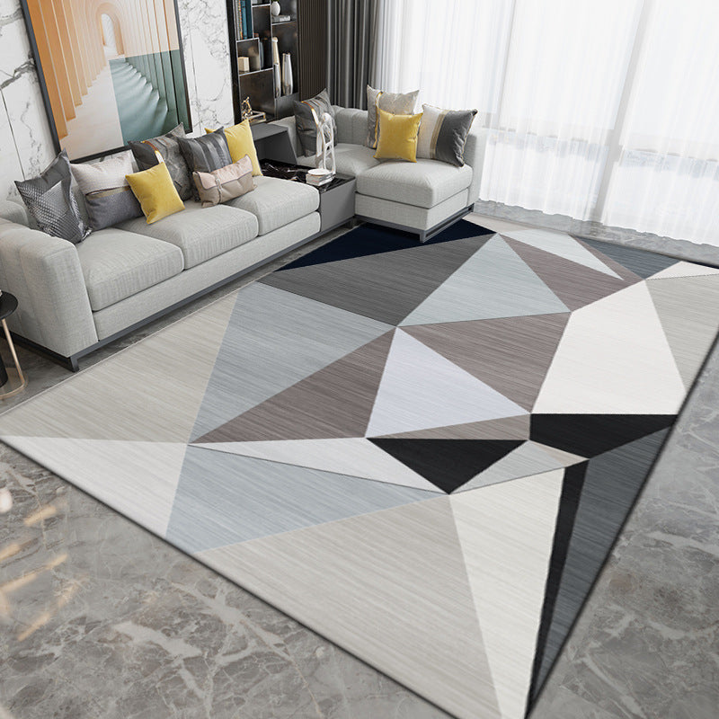 Black Modern Rug Polyester Pattern Indoor Rug Washable Rug for Living Room