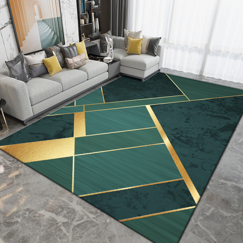 Black Modern Rug Polyester Pattern Indoor Rug Washable Rug for Living Room