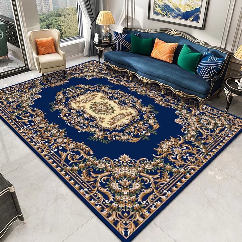 Classical European Rug Medallion Print Carpet Polyester Stain Resistant Rug for Home Decor
