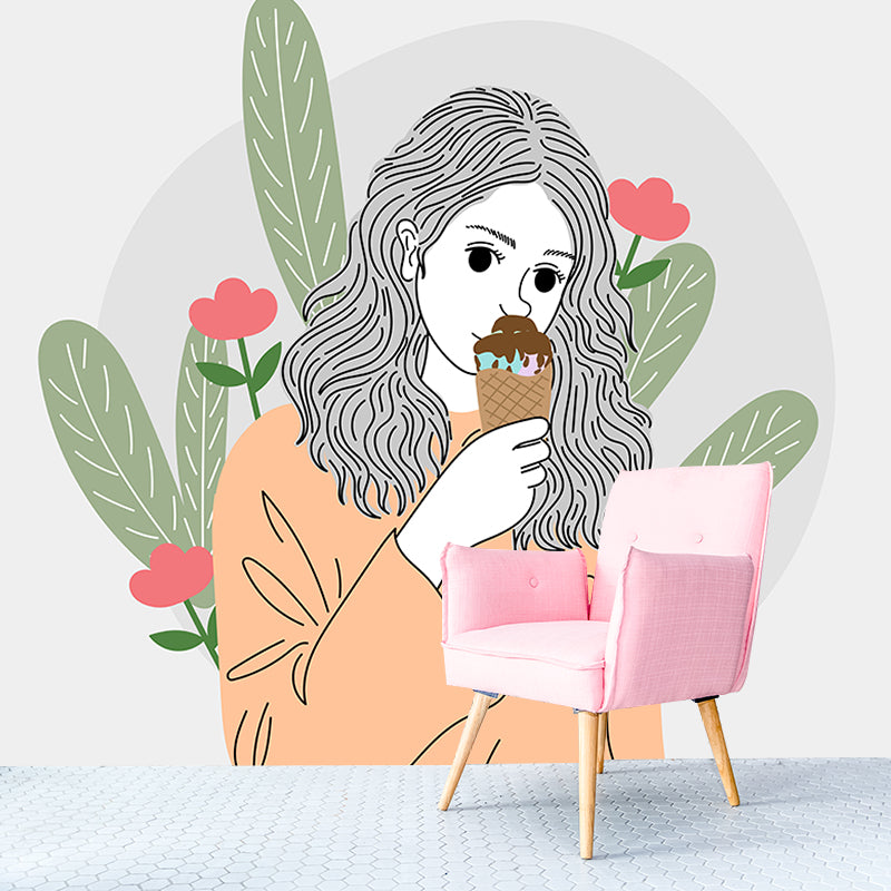 Decorative Wall Mural Wallpaper Cartoon Characters Sitting Room Wall Mural