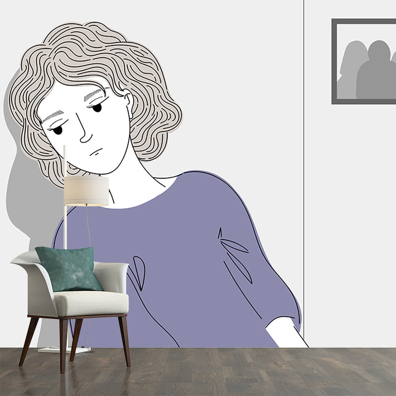 Decorative Wall Mural Wallpaper Cartoon Characters Sitting Room Wall Mural