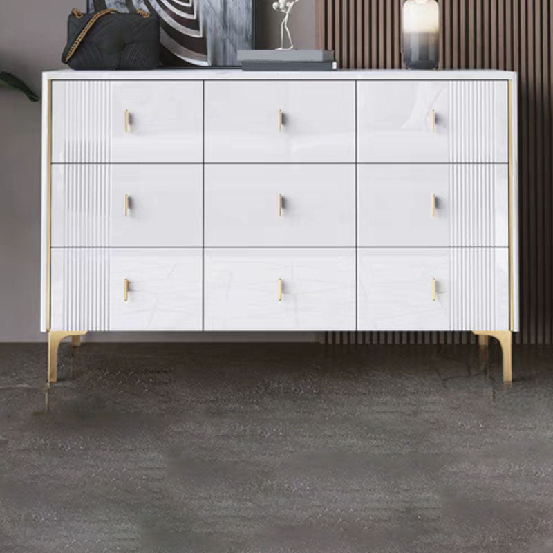 Modern Stone Top Dresser Horizontal Storage Chest with Drawer for Bedroom