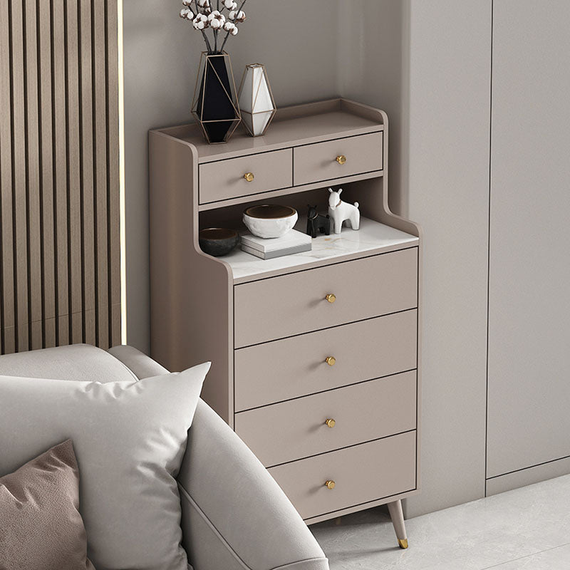 Contemporary Stone Top Dresser Vertical Storage Chest with Soft-Close Drawers for Bedroom