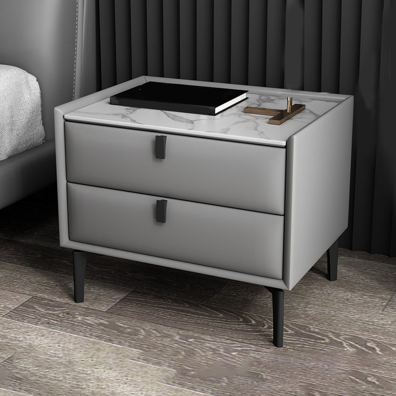 Contemporary Solid Wood Nightstand 18.5" Tall 2 - Drawer Nightstand