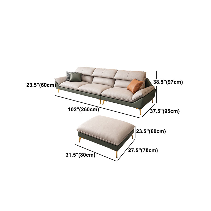 Flared Arm Faux Leather Furniture Sectionals in Green and White